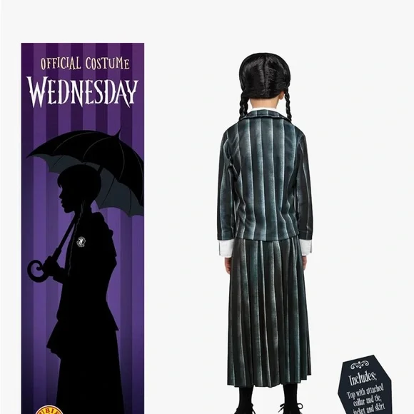 Wednesday Addams Family Spirit Halloween Costume Child Size L (12/14) NWT - Picture 3 of 7